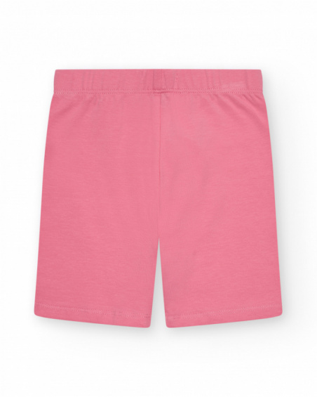 Pink girls' short leggings with an elastic waistband.
