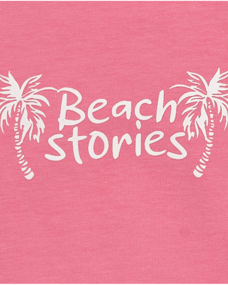 Sleeveless girls' T-shirt with a palm tree print.