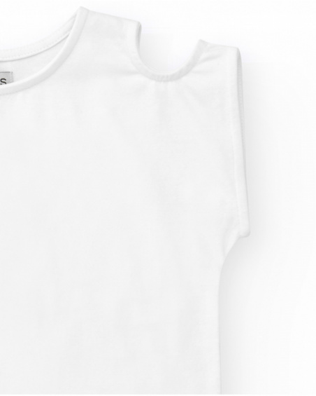 Girls' T-shirt in white with off-the-shoulder design