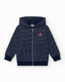 Boys' sweatshirt in blue with a zipper and pockets