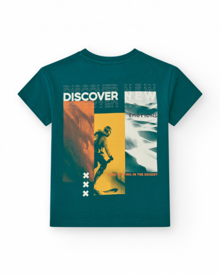 Boys' T-shirt in green with a front pocket.