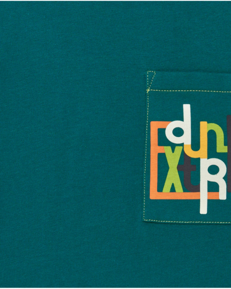 Boys' T-shirt in green with a front pocket.