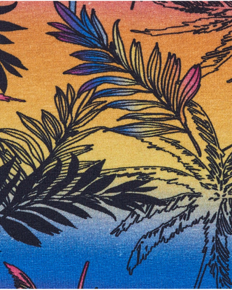 Girls' sleeveless top with a tropical print.