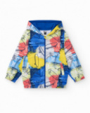 Boys' sweatshirt in blue with a hood and front zipper closure.
