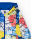 Boys' sweatshirt in blue with a hood and front zipper closure.