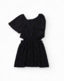 Girls' dress in black with short puffed sleeves.