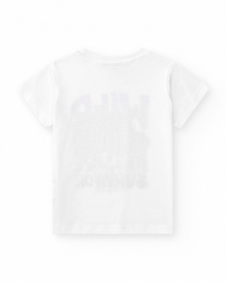 T-shirt for boys in white with crocodile print and message