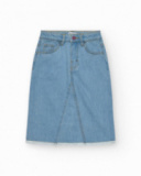 Skirt for girls in blue with pockets and a zipper.