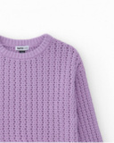 Jersey para niña en lila de manga larga y cuello redondo