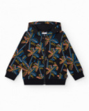 Black sweatshirt for boys with a hood and zipper.