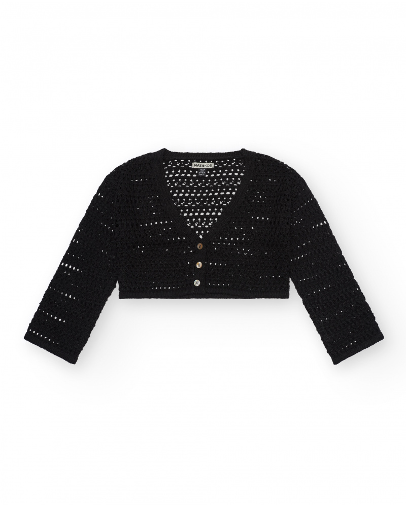 Cárdigan para niña en negro de manga larga y cierre con botones