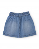 Falda vaquera para niña en azul con estampado de corazón