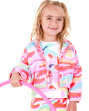 Multicolor windbreaker for girls with hood and zipper