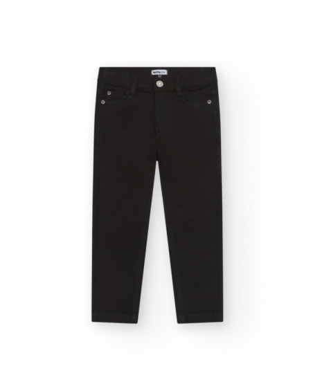 Black boy's trousers with slim fit design and functional pockets.