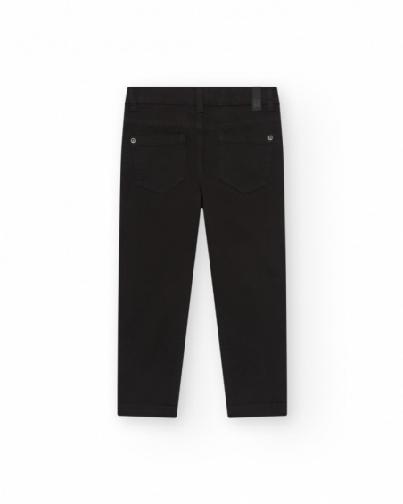 Black boy's trousers with slim fit design and functional pockets.