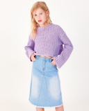 Skirt for girls in blue with pockets and a zipper.