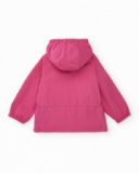 Girl's pink jacket with hood and adjustable waist