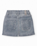Girl's grey denim skirt with crossover hem