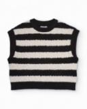 Girls’ striped knit vest in black and white