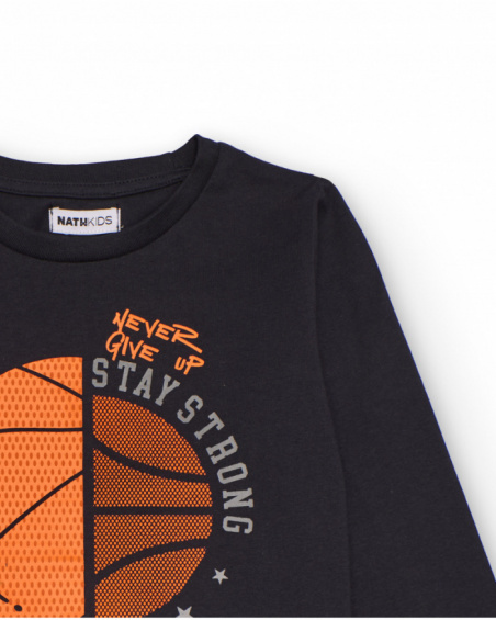 Long-sleeved t-shirt for boys with basketball print