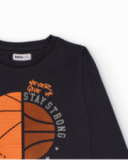 Long-sleeved t-shirt for boys with basketball print