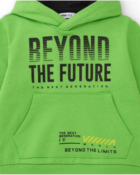 Bicolor hoodie for boys with "Beyond the Future" print