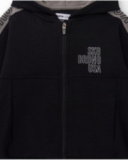 Black hoodie for boys with side stripes and print