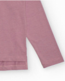 Long-sleeve pink t-shirt with coffee cup print