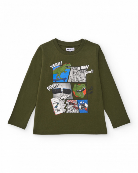 Polerón mostaza con estampado de skater para niño
