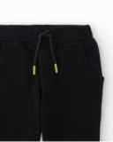 Black jogger pants for boys with green details