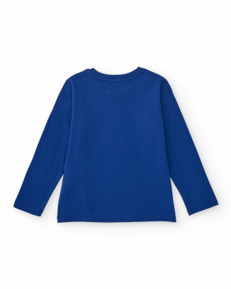 Blue long sleeve t-shirt for boys with dinosaur print