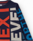 Boys' knitted sweater with multicolored lettering