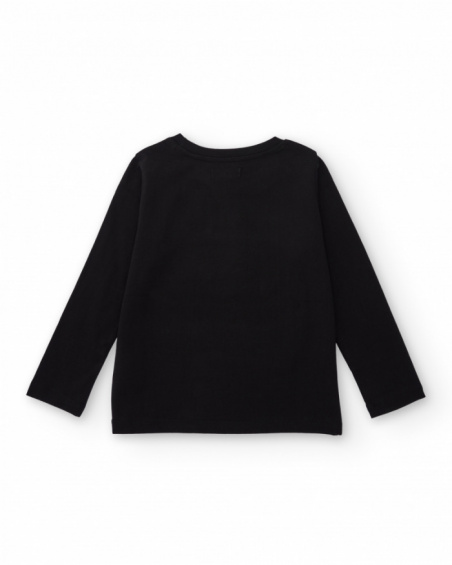 Black long-sleeved t-shirt for boys with geometric print