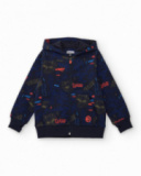 Boys’ hoodie with dinosaur and comic-style print