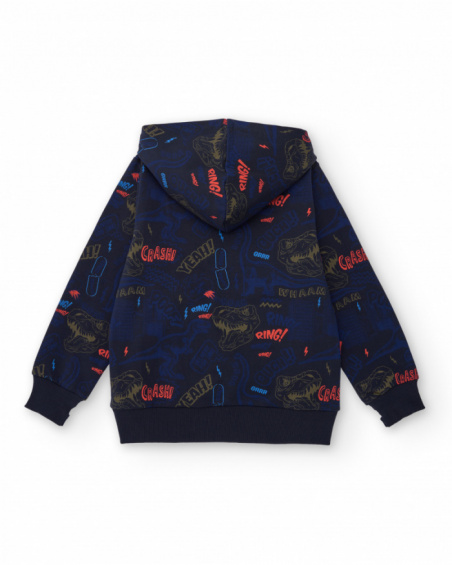 Boys’ hoodie with dinosaur and comic-style print
