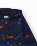 Boys’ hoodie with dinosaur and comic-style print