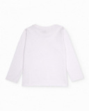 White long-sleeve t-shirt for boys with biker dog print