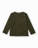 Green long-sleeve t-shirt for boys with mountain and text print