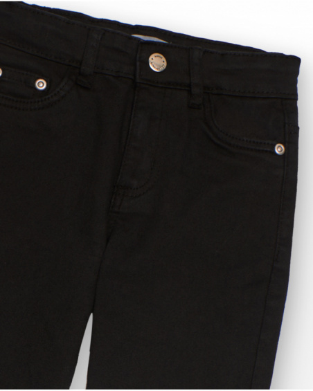 Black denim pants for boys with five-pocket design