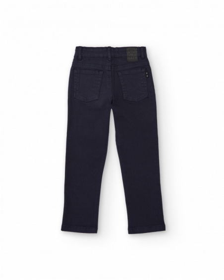 Navy blue denim pants for boys with classic five-pocket design
