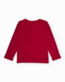 Red long-sleeved t-shirt for boys with helmet print