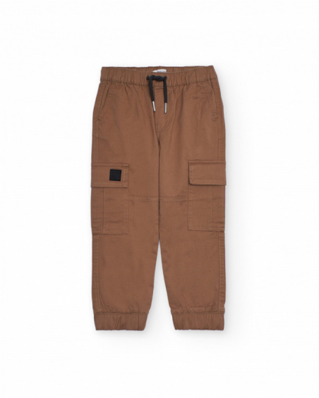 Brown cargo-style jogger pants for boys