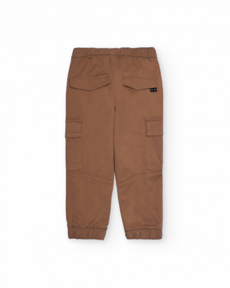 Brown cargo-style jogger pants for boys