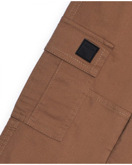 Brown cargo-style jogger pants for boys