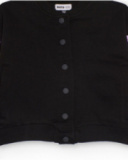 Black jacket for girls with sequin flowers on the sleeves