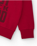 Red sweatshirt for boys with guitar print and rock message