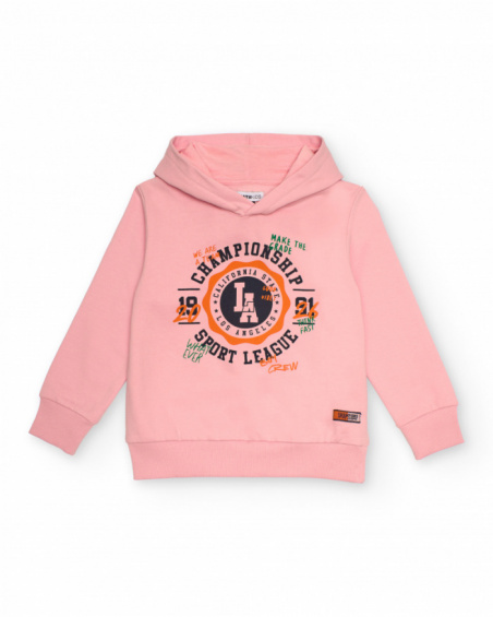 Pink hoodie with sports print for boys