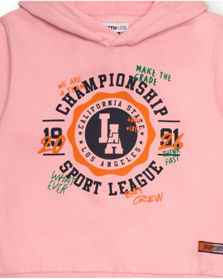 Pink hoodie with sports print for boys