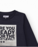 Navy long-sleeve t-shirt with gamer print for boys