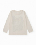 Off-white long-sleeve t-shirt with urban lion print for boys